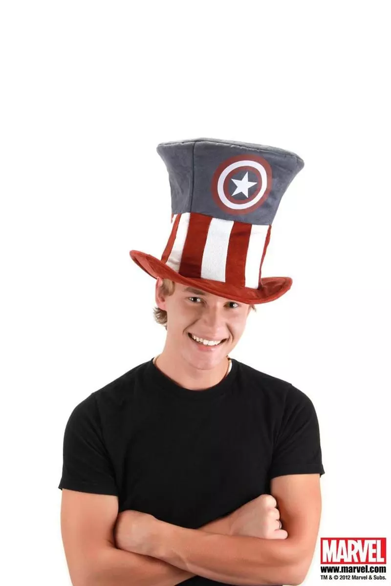 Elope Captain America Adult Costume Top Hat 3 Elope Captain America Adult Costume Top Hat