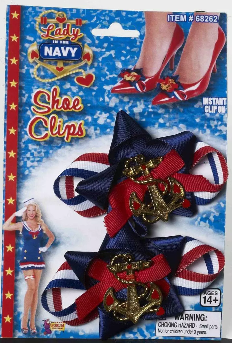 Forum Novelties Lady In The Navy Patriotic Costume Bow Shoe Clip Set 3 Forum Novelties Lady In The Navy Patriotic Costume Bow Shoe Clip Set