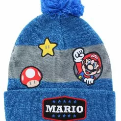 Bioworld Super Mario Youth Knit Beanie With Patches