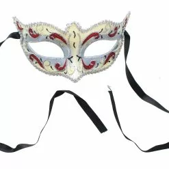 Bauer Pacific Imports Mona Lisa Eye Costume Mask: Silver/Red