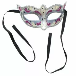 Bauer Pacific Imports Mona Lisa Eye Costume Mask: Silver/Pink