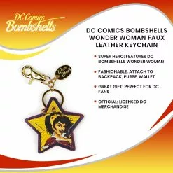 Crowded Coop, LLC DC Comics Bombshells Wonder Woman Faux Leather Keychain -Bioworld Shop CRC DCCL209 CGR
