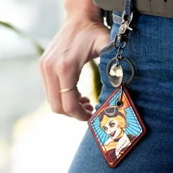 Crowded Coop, LLC DC Comics Bombshells Harley Quinn Faux Leather Keychain -Bioworld Shop CRC DCCL210 CE