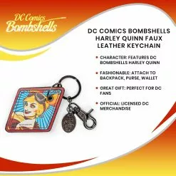Crowded Coop, LLC DC Comics Bombshells Harley Quinn Faux Leather Keychain -Bioworld Shop CRC DCCL210 CGR