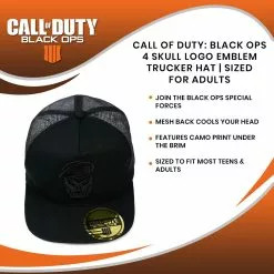 Exquisite Gaming Call Of Duty: Black Ops 4 Skull Logo Emblem Trucker Hat | Sized For Adults -Bioworld Shop EXG GKCOCD300058 CGR
