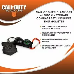 Exquisite Gaming Call Of Duty: Black Ops 4 Logo & Keychain Compass Set | Includes Thermometer -Bioworld Shop EXG GKCOCD300060 CGR
