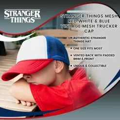 Toynk Stranger Things Mesh Red White & Blue Vintage Mesh Trucker Cap -Bioworld Shop FCM 01310 CGR