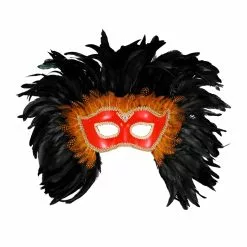 Forum Novelties Mardi Gras Venetian Costume Eye Mask Red W/Black Feathers