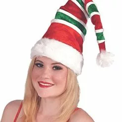 Forum Novelties Red & Green Striped Santa Unisex Costume Hat