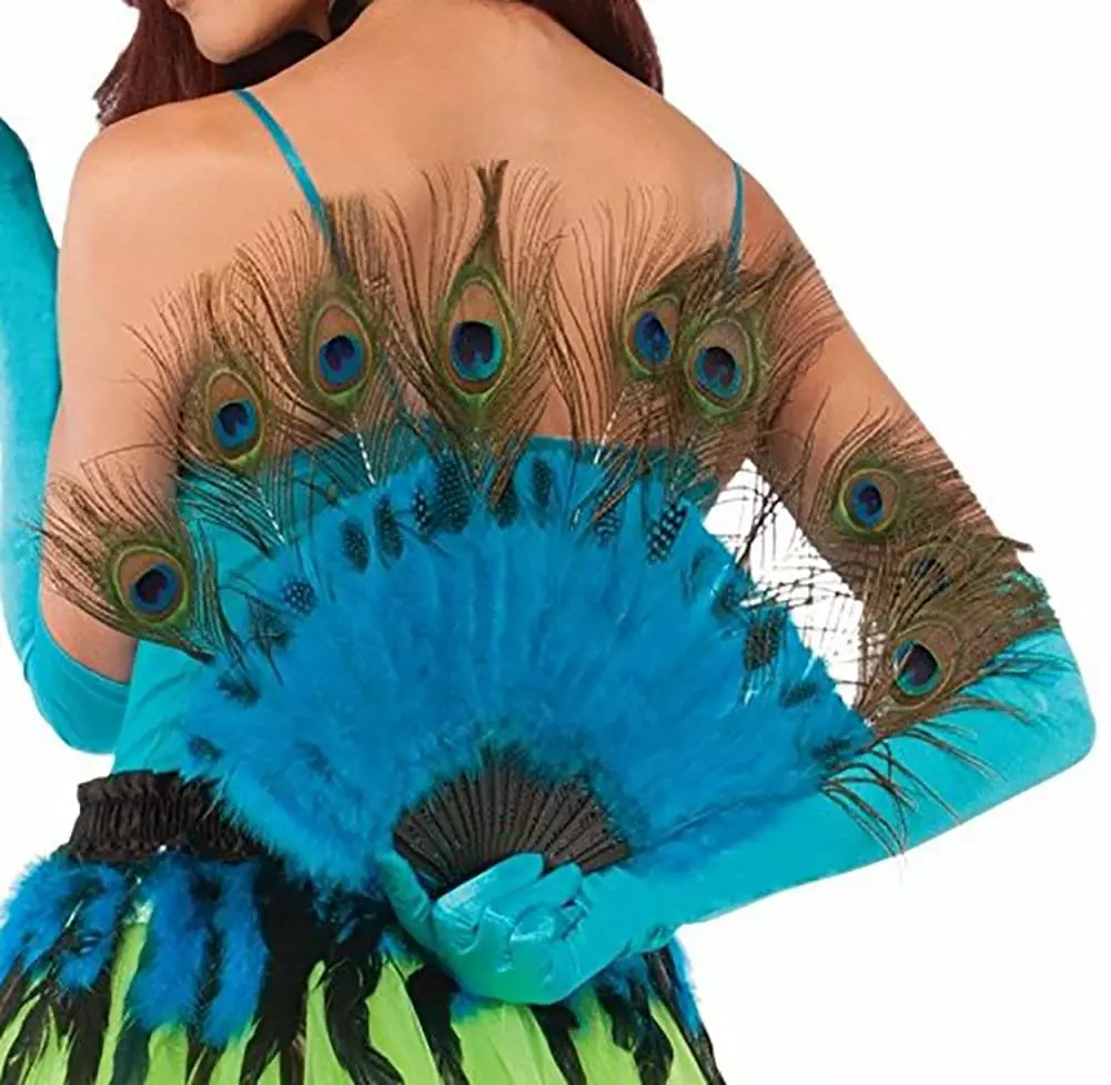 Forum Novelties Peacock Tail Feather Handheld Fan Costume Accessory 4 Forum Novelties Peacock Tail Feather Handheld Fan Costume Accessory - Image 2