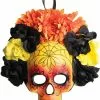 Forum Novelties Day Of The Dead Costume Mask With Teeth Yellow/Orange Adult -Bioworld Shop FRM 76003 CA