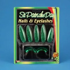 Forum Novelties St. Patrick's Green Costume Press-On Nails & Green False Eyelashes