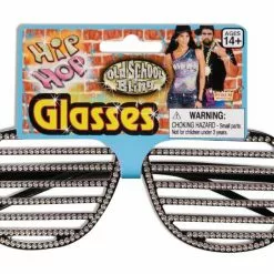 Forum Novelties Hip Hop Rhinestone Black Slat Costume Glasses