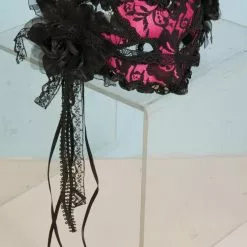 Forum Novelties Pink Lace Venetian Mardi Gras Half Mask Costume Adult