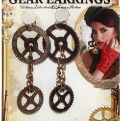 Forum Novelties Steampunk Gear Bronze Earrings Adult Costume Accessory