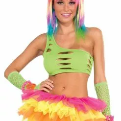 Forum Novelties Club Candy Asymmetrical Cut Costume Bra Top Adult: Green