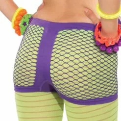 Forum Novelties Club Candy Neon Fishnet Costume Boy Shorts Adult: Purple