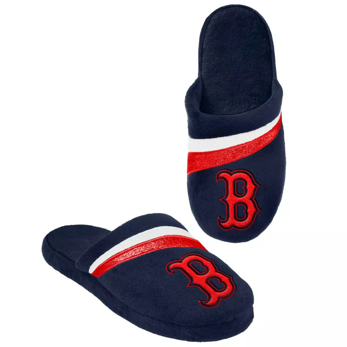 Forever Collectibles Boston Red Sox MLB Adult Glitter Stripe Slide Slipper 3 Forever Collectibles Boston Red Sox MLB Adult Glitter Stripe Slide Slipper