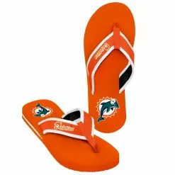 Forever Collectibles Miami Dolphins NFL Mens Team Color Contour Flip Flops