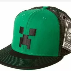 JINX Inc. Minecraft Creeper Face Premium Snap Back Hat Green/Black