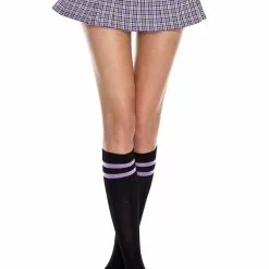 MUSIC LEGS Athlete Knee Hi Nylon With Striped Top Costume Hosiery