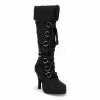 Pleaser USA Black Microfiber 3.75" Heel Faux Fur Trim Costume Boot Adult -Bioworld Shop PLS HUN200BMF CA
