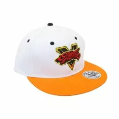 Rubber Road Street Fighter V Logo Embroidered Snapback Hat (White)