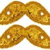 Shwings Shoe Accessories: Gold Sparkle Handlebar Mustache -Bioworld Shop SHW 11712 CA