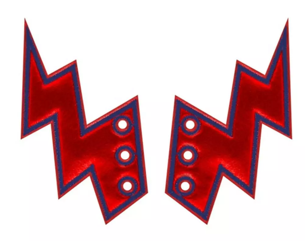 Shwings Shoe Accessories: Red Foil Lighting Bolt 3 Shwings Shoe Accessories: Red Foil Lighting Bolt