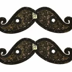 Shwings Shoe Accessories: Black Sparkle Handlebar Mustache