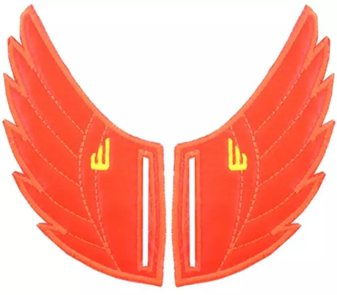 Shwings Shoe Accessories: Neon Orange Wings Slotted 3 Shwings Shoe Accessories: Neon Orange Wings Slotted