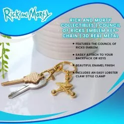 SalesOne LLC Rick And Morty Collectibles | Council Of Ricks Emblem Keychain | 3D Real Metal -Bioworld Shop SOI CNCORKC01 CGR
