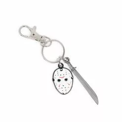 SalesOne LLC Friday The 13th Mask & Machete Sword Heavy Duty Metal Car & Backpack Keychain -Bioworld Shop SOI HMF13KC01 CB scaled