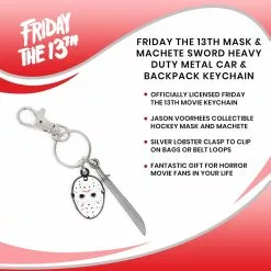 SalesOne LLC Friday The 13th Mask & Machete Sword Heavy Duty Metal Car & Backpack Keychain -Bioworld Shop SOI HMF13KC01 CGR