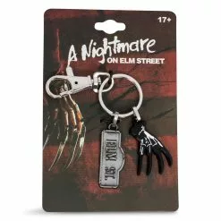 SalesOne LLC A Nightmare On Elm Street Sign And Freddy Glove Heavy Duty Metal Car Keychain