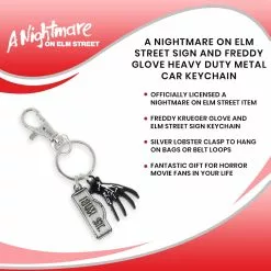 SalesOne LLC A Nightmare On Elm Street Sign And Freddy Glove Heavy Duty Metal Car Keychain -Bioworld Shop SOI HMNESKC01 CGR
