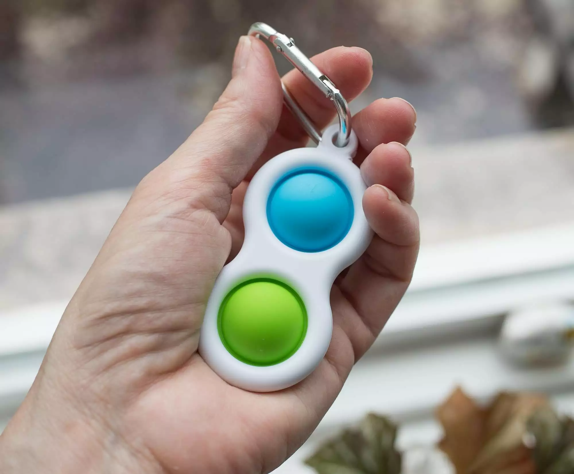 Toynk Push Pop Toy 2-Button Keychain | Blue/Green 4 Toynk Push Pop Toy 2-Button Keychain | Blue/Green - Image 2