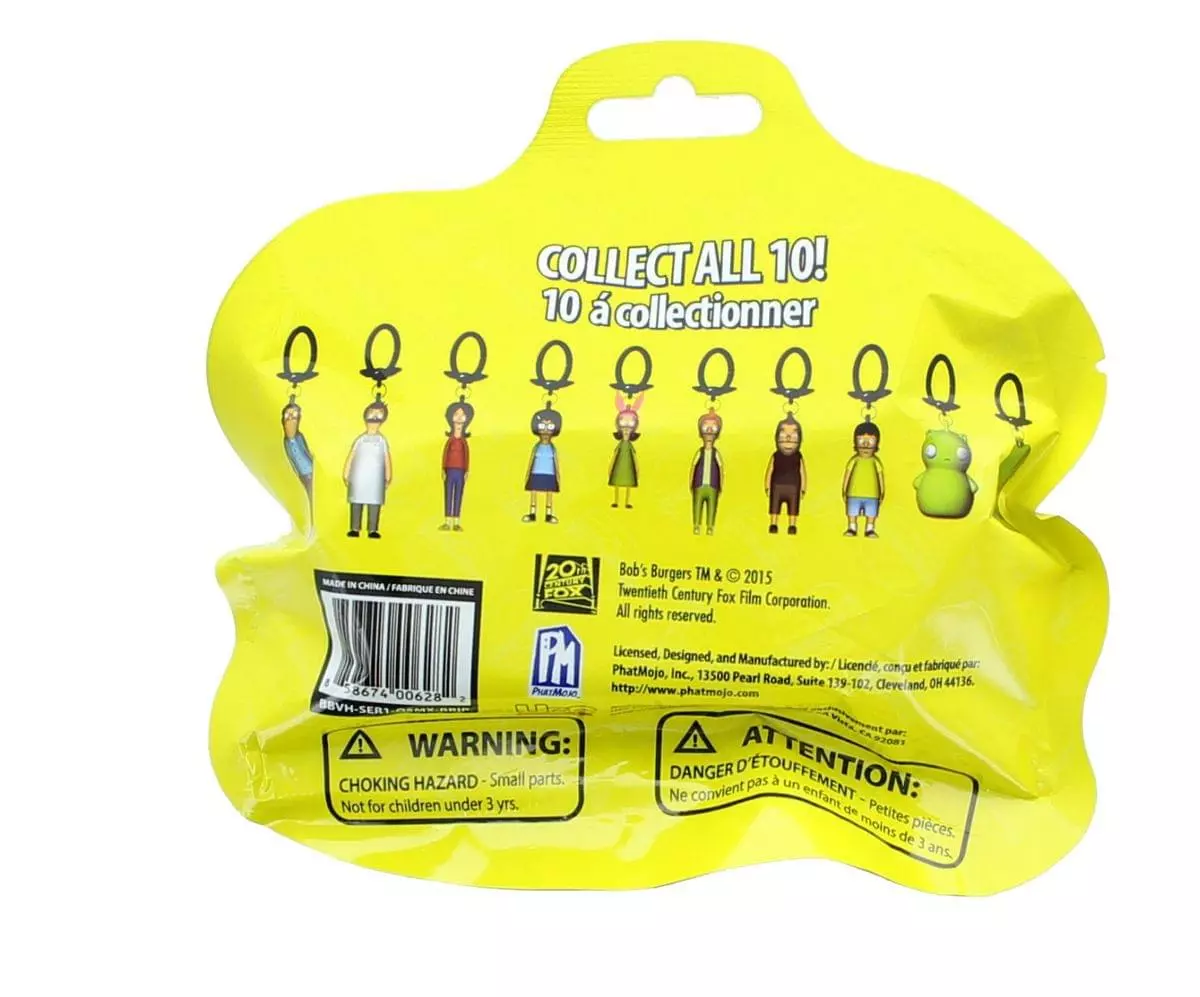 UCC Distributing Bob's Burgers Blind Bag Figure Backpack Hangers - One Random 4 UCC Distributing Bob's Burgers Blind Bag Figure Backpack Hangers - One Random - Image 2