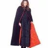 Underwraps 63" Deluxe Velvet & Satin Cape W/Embossed Lining Adult: Black & Red -Bioworld Shop UDW 29461 CA