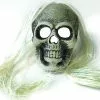 Bauer Pacific Imports Led White Skull With Hair Scary Halloween Costume Mask Prop