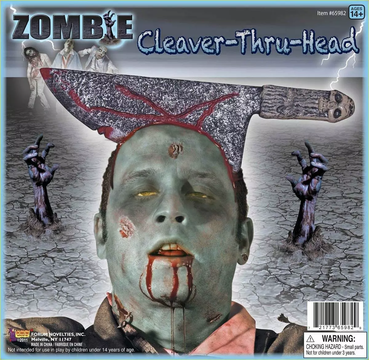 Forum Novelties Zombie Cleaver Thru Head Costume Accessory 3 Forum Novelties Zombie Cleaver Thru Head Costume Accessory